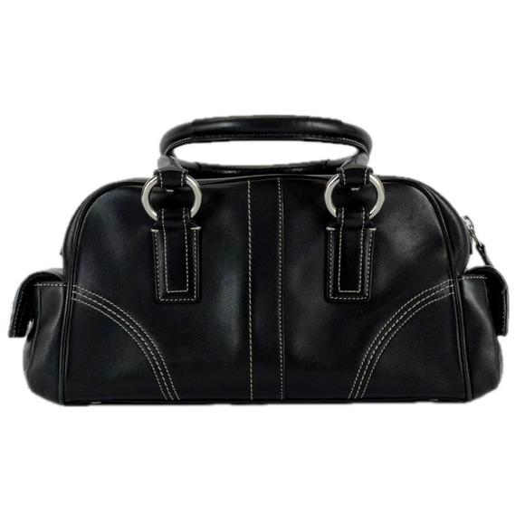 Coach Soho Leather Mini Boston Black Bag 8A10 Bowling Tote Satchel Handbag Y2K - Picture 8 of 16